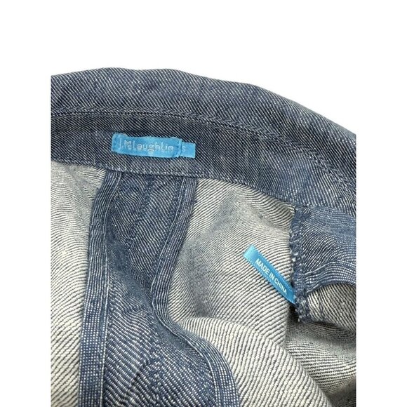 J. McLaughlin Linen Blazer Jacket Blue Denim Cinch Waist Long Sleeve Soft Size S - Picture 8 of 11